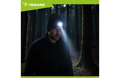 Dvouvrstvá zimní čepice s LED svítilnou - černá