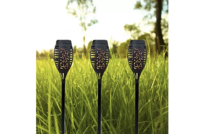 Zahradní lucerny – Solární louče s efektem plápolajícího ohně - 4 kusy