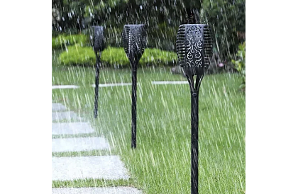 Zahradní lucerny – Solární louče s efektem plápolajícího ohně - 4 kusy