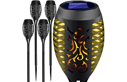 Zahradní lucerny – Solární louče s efektem plápolajícího ohně - 4 kusy