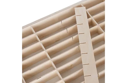 Dřevěná polička - organizér na autíčka - 54 přihrádek