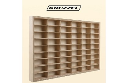 Dřevěná polička - organizér na autíčka - 54 přihrádek