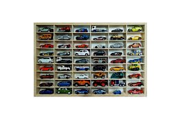 Dřevěná polička - organizér na autíčka - 54 přihrádek