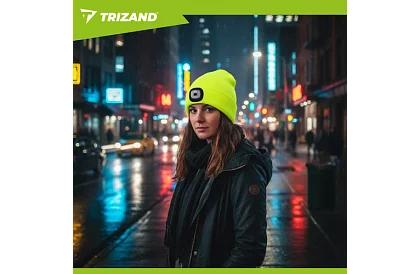 Dvouvrstvá zimní čepice s LED svítilnou – žlutá