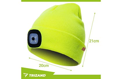 Dvouvrstvá zimní čepice s LED svítilnou – žlutá