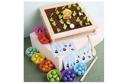 Dřevěná hra 2v1 – farma