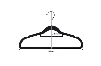 Sametové ramínka na oděvy - 20 ks - černé