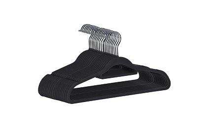 Sametové ramínka na oděvy - 20 ks - černé