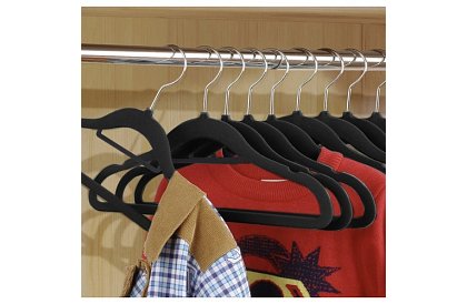 Sametové ramínka na oděvy - 20 ks - černé