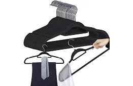 Sametové ramínka na oděvy - 20 ks - černé