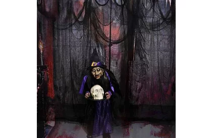 Velká umělá pavučina na Halloween – 198x76 cm - černá