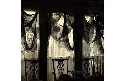 Velká umělá pavučina na Halloween – 198x76 cm - černá