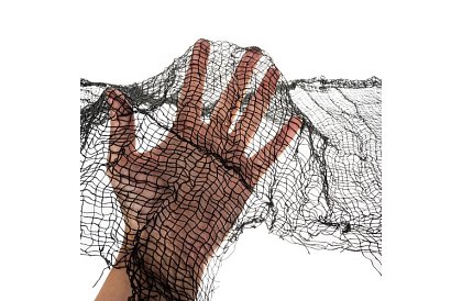 Velká umělá pavučina na Halloween – 198x76 cm - černá