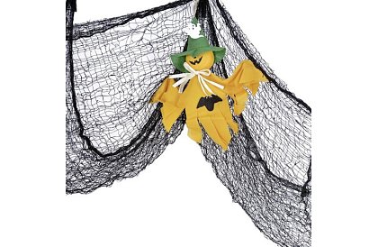 Velká umělá pavučina na Halloween – 198x76 cm - černá