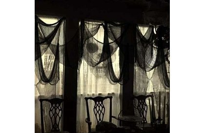 Velká umělá pavučina na Halloween – 198x76 cm - černá