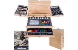 Malířská sada v dřevěném kufru – 83 prvků