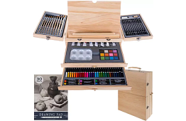 Malířská sada v dřevěném kufru – 83 prvků