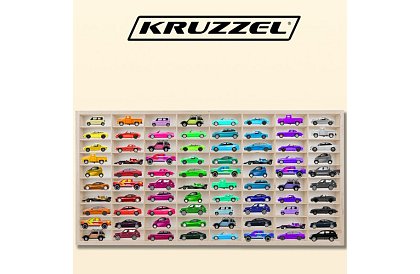 Dřevěná polička – organizér na autíčka – 80 přihrádek