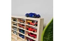 Dřevěná polička – organizér na autíčka – 80 přihrádek