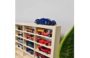 Dřevěná polička – organizér na autíčka – 80 přihrádek