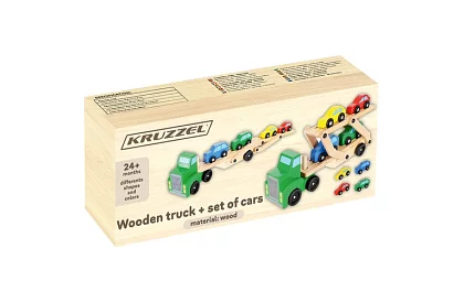 Dřevěný kamion na převoz aut s autíčky