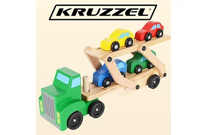 Dřevěný kamion na převoz aut s autíčky