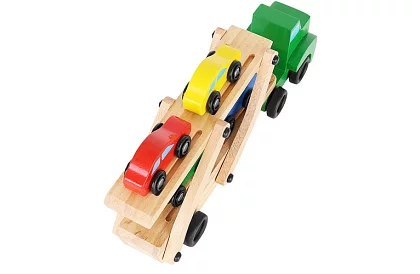 Dřevěný kamion na převoz aut s autíčky