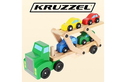 Dřevěný kamion na převoz aut s autíčky