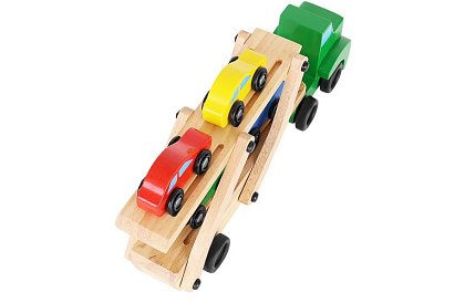 Dřevěný kamion na převoz aut s autíčky