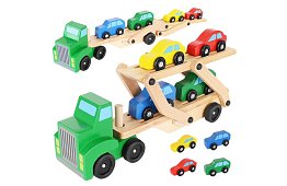 Dřevěný kamion na převoz aut s autíčky