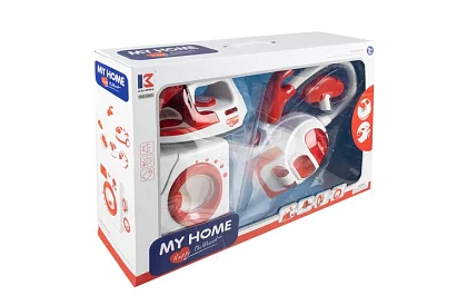 Sada domácích spotřebičů – žehlička, pračka, vysavač