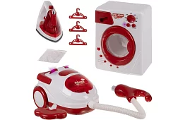 Sada domácích spotřebičů – žehlička, pračka, vysavač