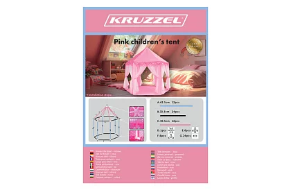 Dětský růžový stan – palác 135 x 135 x 140 cm