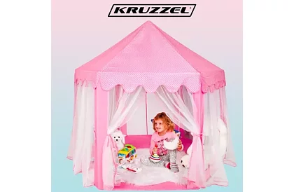 Dětský růžový stan – palác 135 x 135 x 140 cm