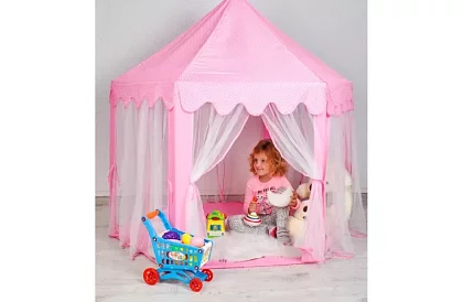 Dětský růžový stan – palác 135 x 135 x 140 cm