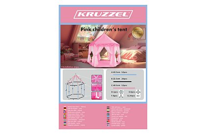 Dětský růžový stan – palác 135 x 135 x 140 cm