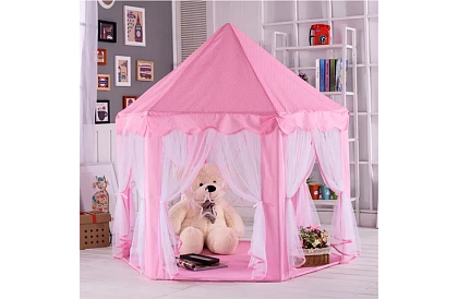 Dětský růžový stan – palác 135 x 135 x 140 cm