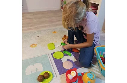 Sada zeleniny a ovoce k řezání s příslušenstvím