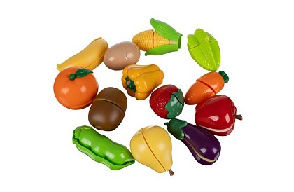 Sada zeleniny a ovoce k řezání s příslušenstvím