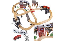 Dřevěná železnice - vláčkodráha na baterie 4,8 metrů