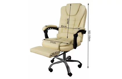 Kancelářské křeslo s výsuvnou opěrkou nohou - krémové
