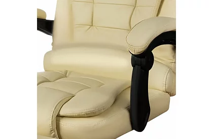 Kancelářské křeslo s výsuvnou opěrkou nohou - krémové