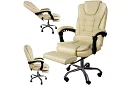 Kancelářské křeslo s výsuvnou opěrkou nohou - krémové