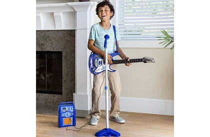 Hudební sada – modrá - kytara + zesilovač + mikrofon