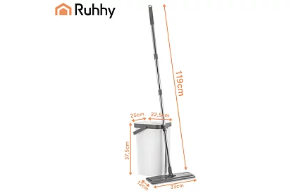 Praktický plochý mop + kbelík 11 litrů – dvoukomorový s příslušenstvím