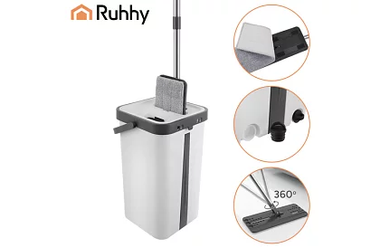 Praktický plochý mop + kbelík 11 litrů – dvoukomorový s příslušenstvím