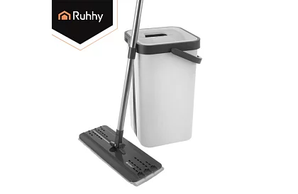 Praktický plochý mop + kbelík 11 litrů – dvoukomorový s příslušenstvím