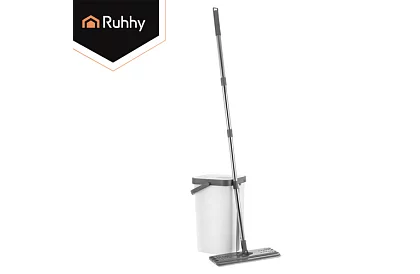 Praktický plochý mop + kbelík 11 litrů – dvoukomorový s příslušenstvím