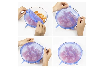 Silikonové víčka na utěsnění nádob – sada 6 ks