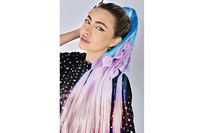 Syntetické ombre copánky na vlasy třpytivé – fialovomodré